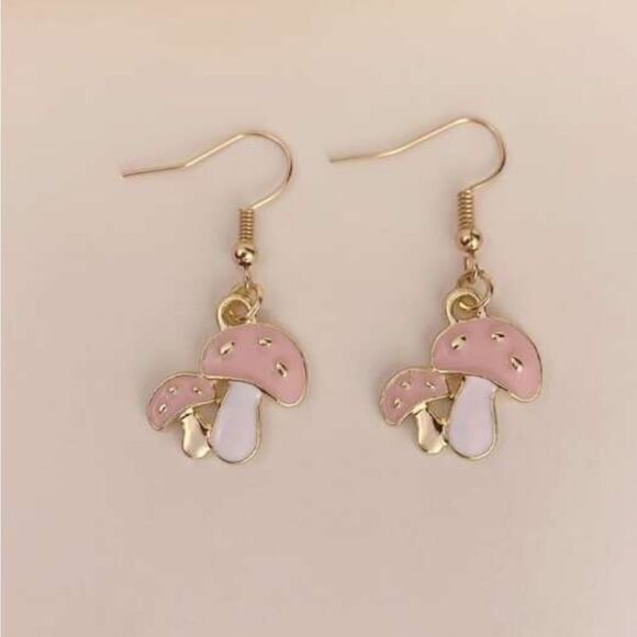 Pink mushroom earring N344 - Picture 1 of 4